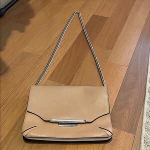 Rag & Bone Tan Leather Crossbody Bag with Silver Chain strap